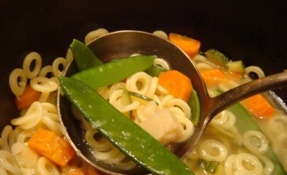 Soupe genre minestrone aux pois gourmands