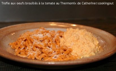 Trofie & oeufs bouillés à la tomate au thermomix