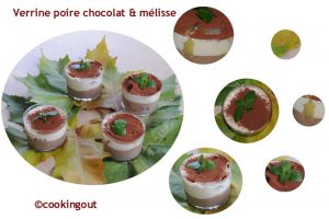 Verrine poire, chocolat et mélisse