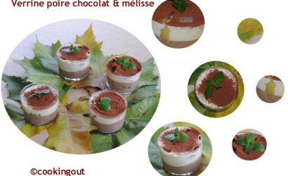 Verrine poire, chocolat et mélisse