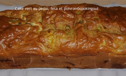 Cake vert au pesto, poivrons et féta