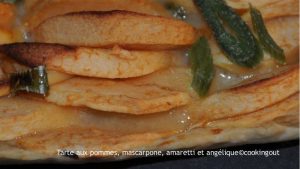 Tarte aux pommes, mascapone, amaretti et angélique