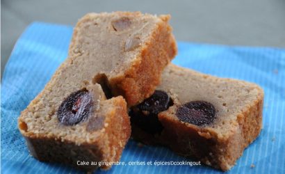 Cake aux épices, cerises et gingembre confit