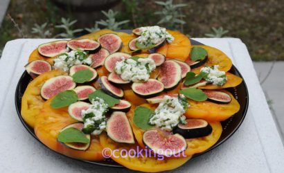 Salade de tomates ananas, figues, brousse et PAPALO