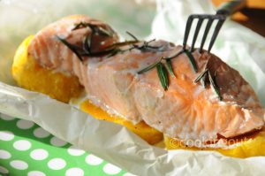  Papillote de saumon au butternut et romarin