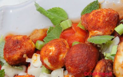 Recette de salade de poivrons rouges avec ses boulettes de mozzarella