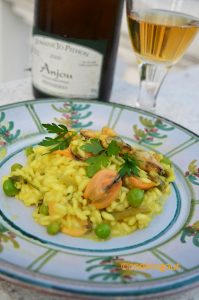 Recette de risotto safrané aux moules et petits pois