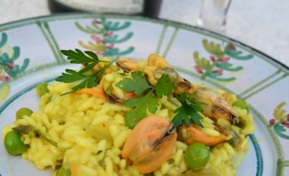 Recette de risotto safrané aux moules et petits pois