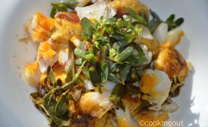 Gnudi au butternut squash, haddock, sauge et pourpier