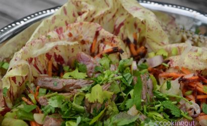 Recette de salade di castelfranco avec ses morceaux de bœufs cuisinés à la japonaise