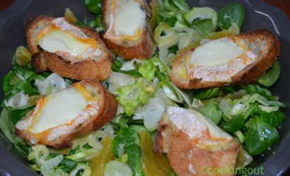 Salade "étrange" au Langres chaud, ugly et puntarelle