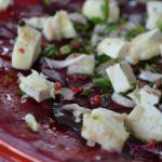 carpaccio de betterave au chèvre et à l’huile de noisette