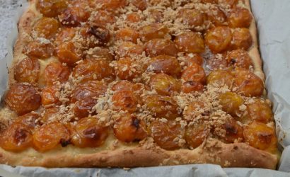 le dessert du weekend tarte levée aux mirabelles et flocon de sirop d'érable