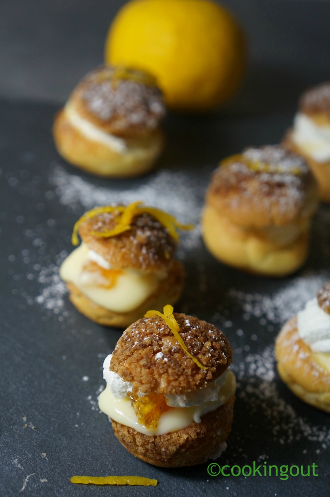 Choux croustillants avec une crème chantilly parfumée au yuzu