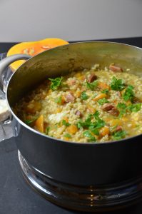 Risotto à la courge butternut, lomo et fourme d’Ambert pour tester la rizotière a