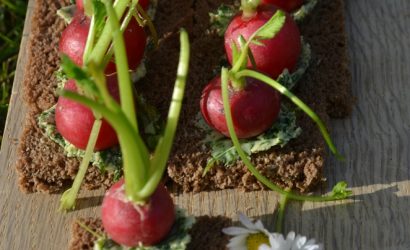 Recette de Radis du potager au beurre de fanes sur pain noir