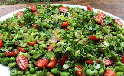 Salade fraîcheur toute verte, haricots et petits pois et plein d'autres choses