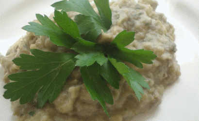 Aligot d'aubergine persillé