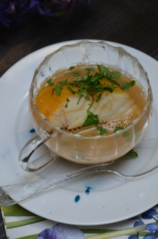 soupe de pois cassé au haddock poché