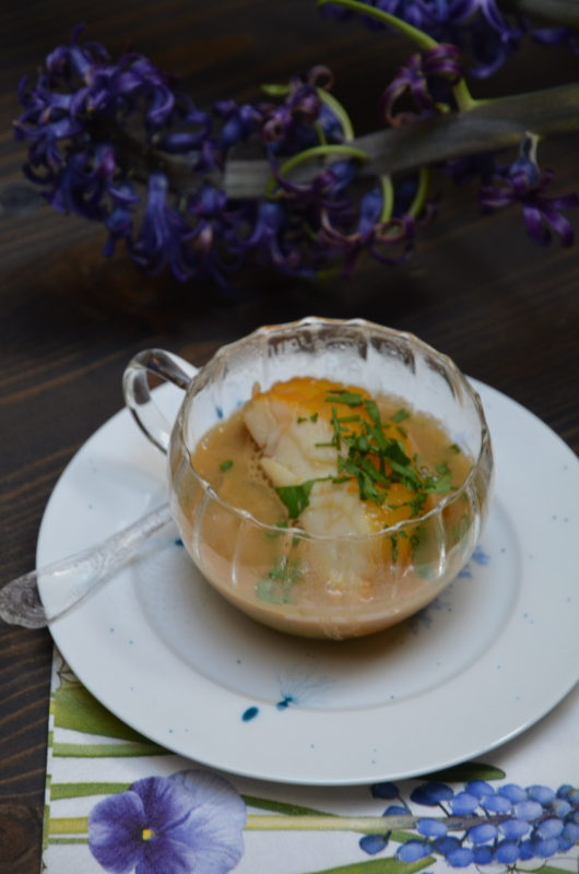 soupe de pois cassé au haddock poché