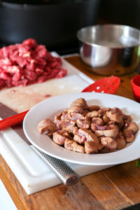 Les rognons précuits pour la recette de steak and kidney pie