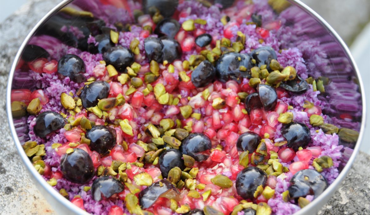 saladier de couscous au chou fleur violet