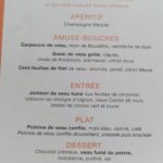 Menu du déjeuner presse autour du veau de Pentecôte, restaurant le Limon