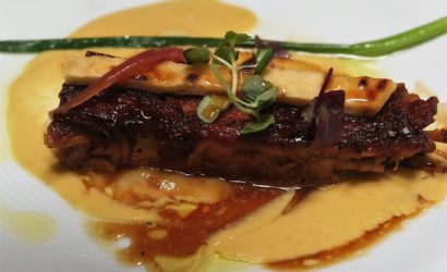 Poitrine de veau de Pentecôte confite sur une purée de maïs