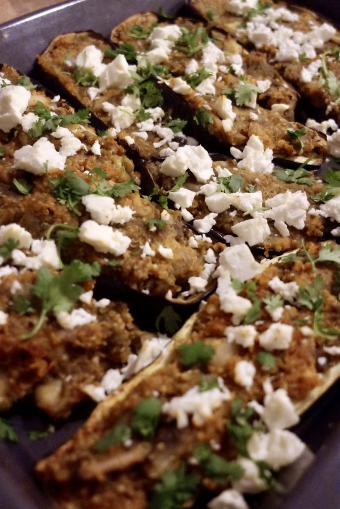 plat d'aubergines farcies au quinoa et ricotta