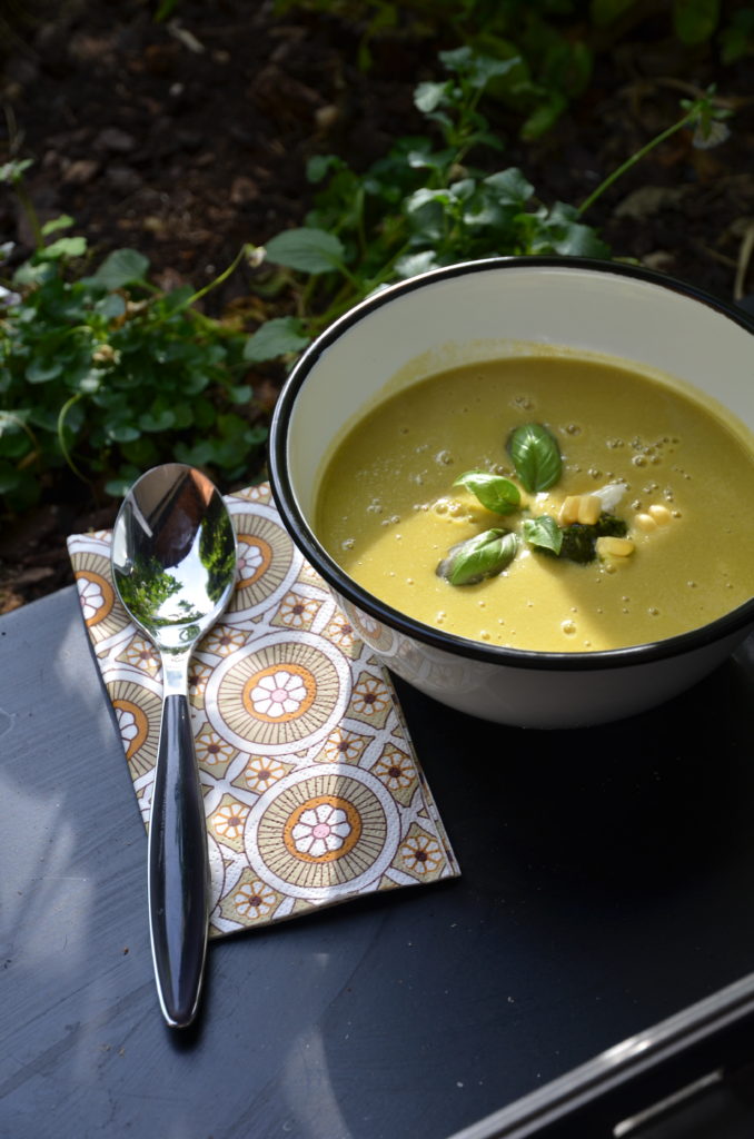 soupe de maïs frais et haricots verts