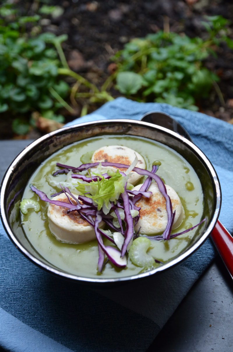 soupe de pois cassés et boudin blanc chou rouge et céleri rave