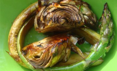 légumes cuits à la plancha et déglacé au miel de châtaigner