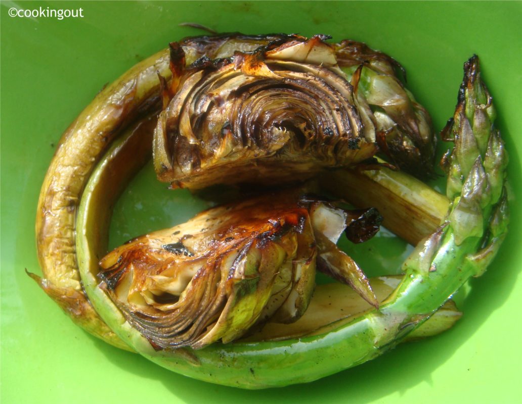 légumes cuits à la plancha et déglacé au miel de châtaigner