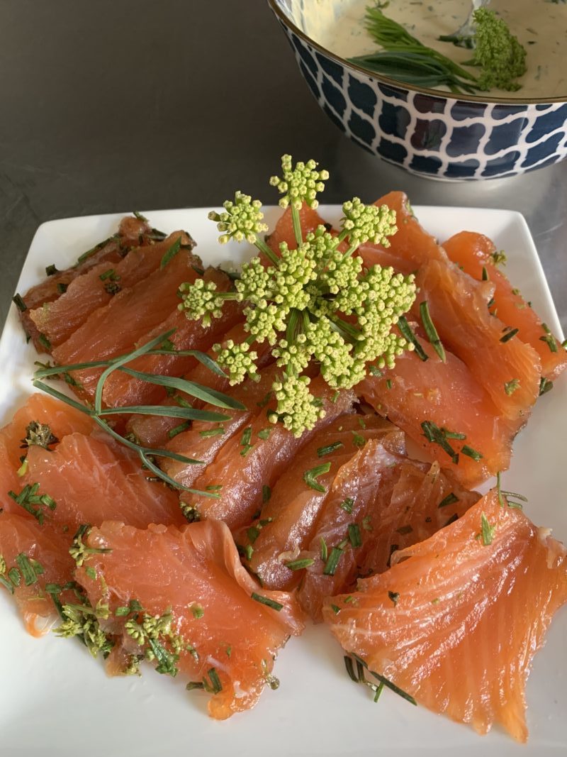 Gravlax à la criste marine et sa sauce