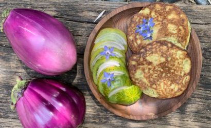 galettes aubergines avocat parfumée à la bourrache