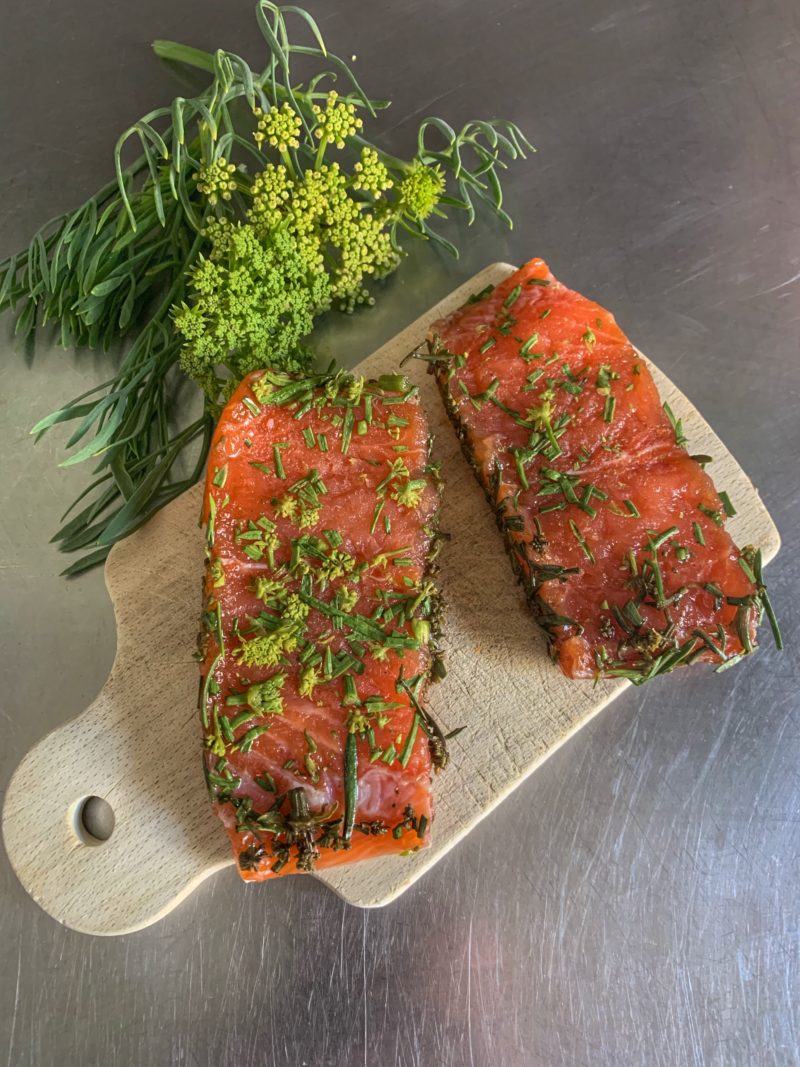 gravadlax parfumé à la criste marine