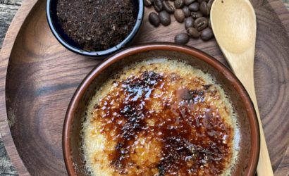 crème brulée au café réalisée avec du marc de café