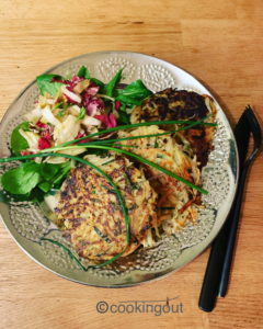 Rösti aux topinambours à la graisse de canard et ciboulette