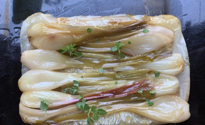 tarte aux échalottes nouvelles caramélisées sur pâte filo