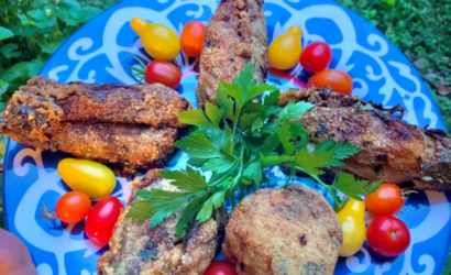 aubergines blanches farcies à la gremolata et pannées à la farine de maïs